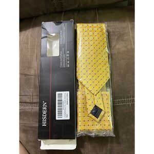 HISDERN Men's Tie & Pocket Square Set XL‎ Business Wedding Gift